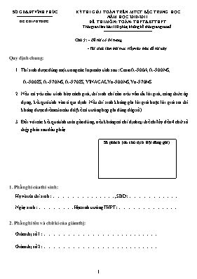 Đề thi giải toán trên MTCT bậc trung học năm học 2010-2011 đề thi môn Toán- THPT & BTTHPT